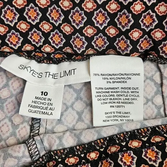 SKYE’S THE LIMIT Slim Fit Ankle Dress Pants Size 10 Boho Floral Office Wear Art - Picture 7 of 10